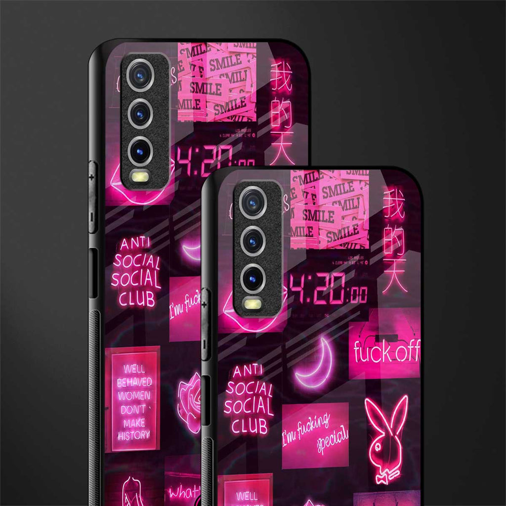 black pink aesthetic collage glass case for vivo y20i vivo y20t image-2