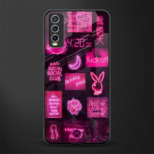 black pink aesthetic collage glass case for vivo y20 image