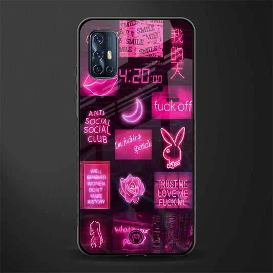 black pink aesthetic collage glass case for vivo v17 image