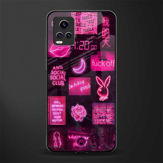 black pink aesthetic collage glass case for vivo v20 image
