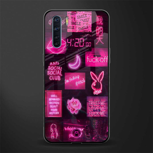 black pink aesthetic collage glass case for oppo f15 image