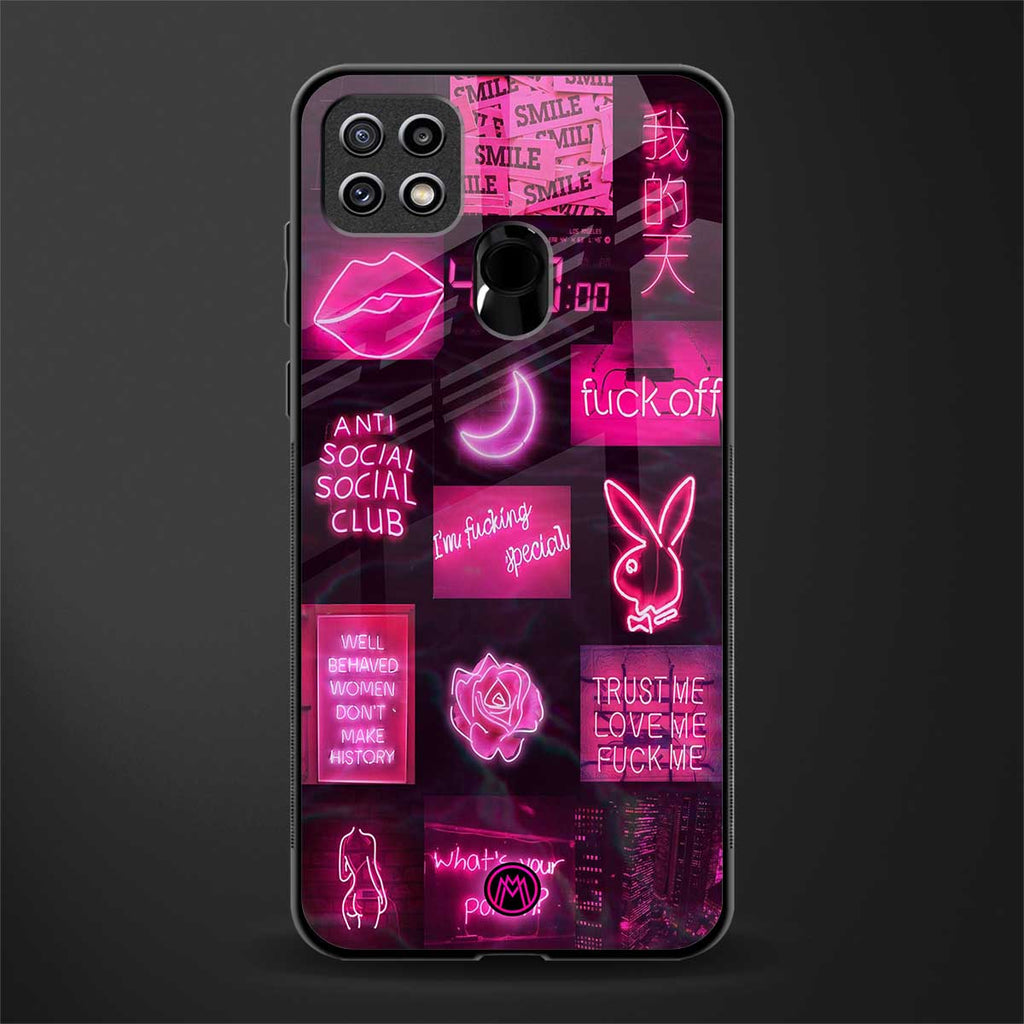 black pink aesthetic collage glass case for oppo a15 image