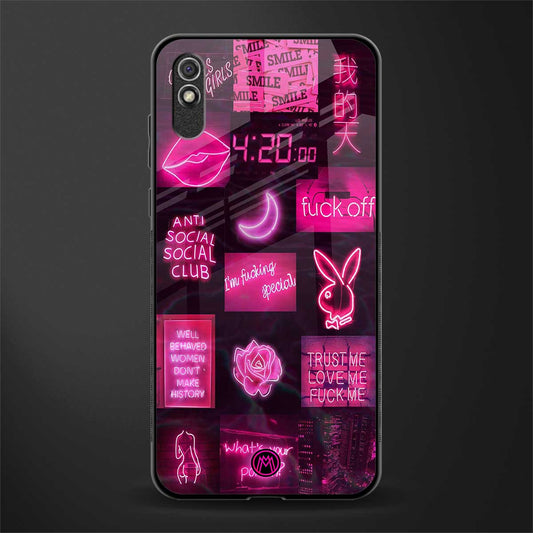 black pink aesthetic collage glass case for redmi 9i image