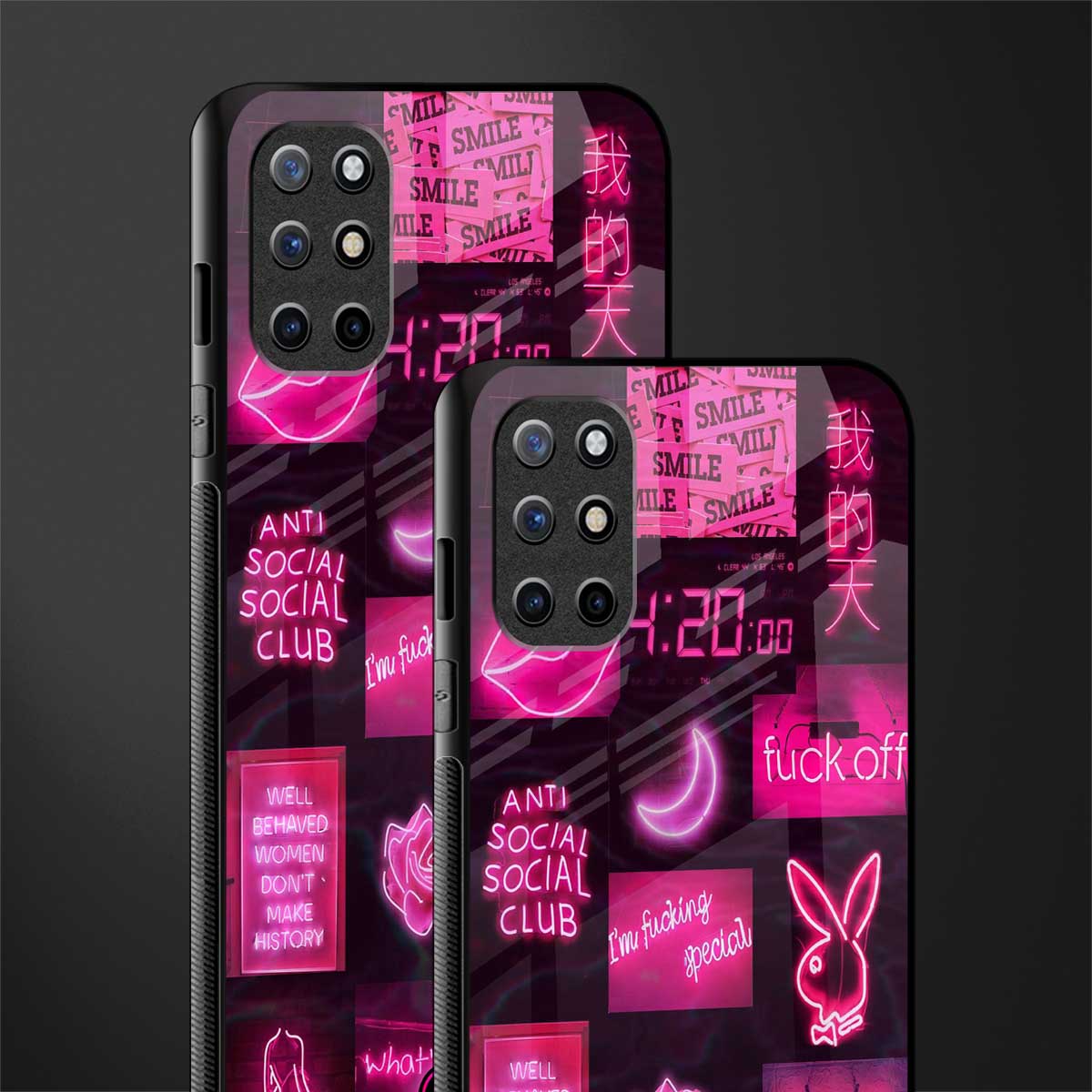 black pink aesthetic collage glass case for oneplus 8t image-2
