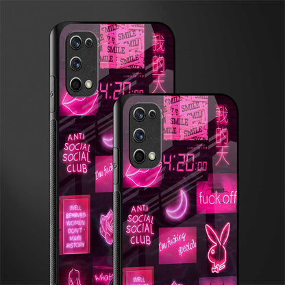 black pink aesthetic collage glass case for realme 7 pro image-2