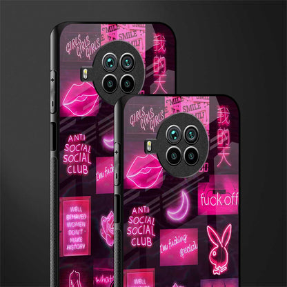 black pink aesthetic collage glass case for mi 10i image-2
