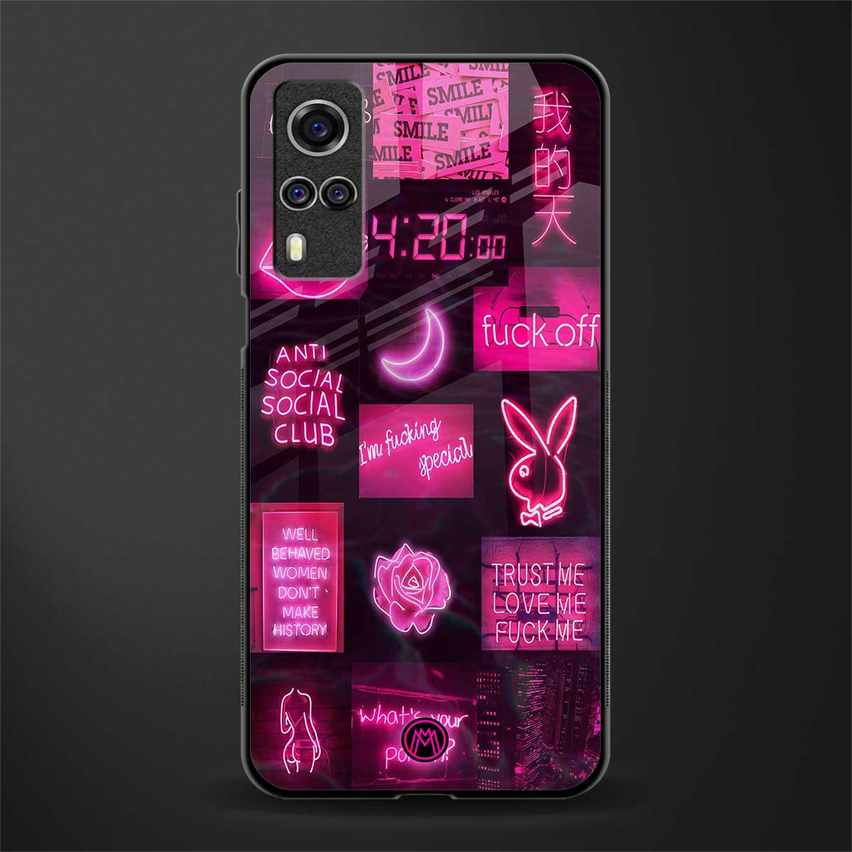 black pink aesthetic collage glass case for vivo y31 image