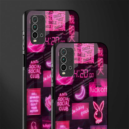 black pink aesthetic collage glass case for redmi 9 power image-2