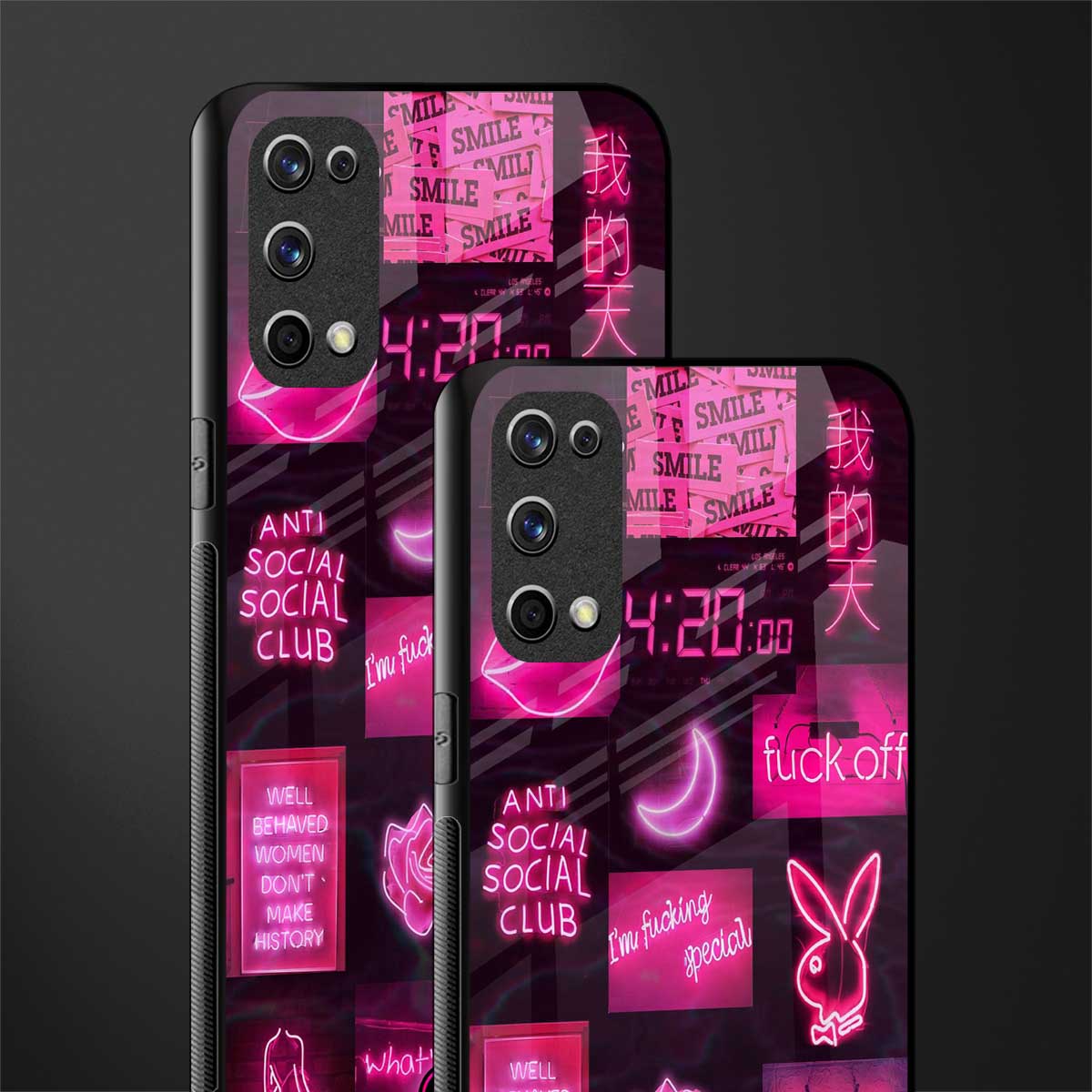 black pink aesthetic collage glass case for realme x7 pro image-2