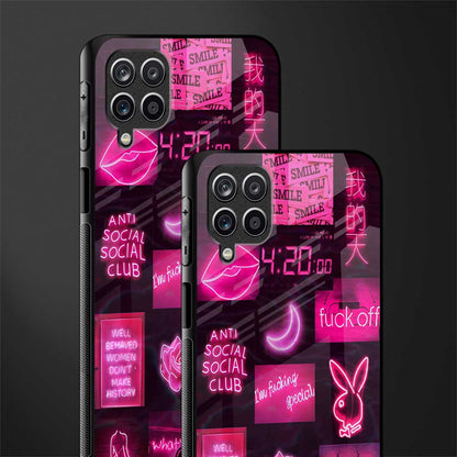 black pink aesthetic collage glass case for samsung galaxy a12 image-2