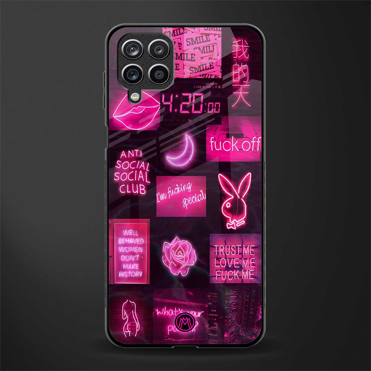 black pink aesthetic collage glass case for samsung galaxy m42 5g image