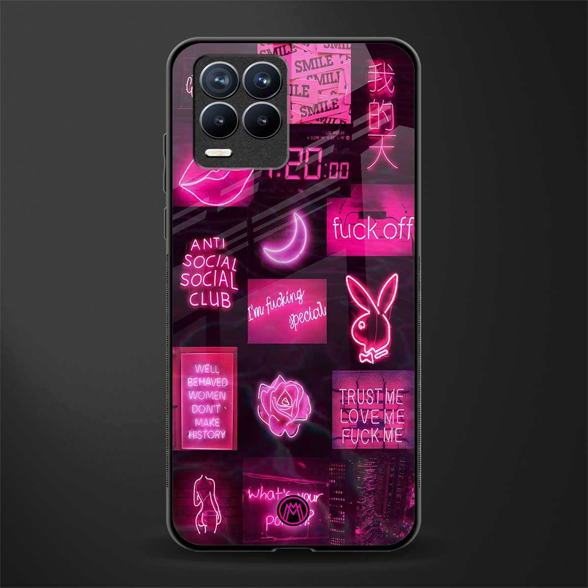 black pink aesthetic collage glass case for realme 8 pro image