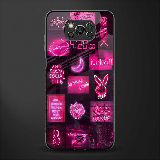 black pink aesthetic collage glass case for poco x3 pro image