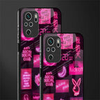 black pink aesthetic collage glass case for redmi note 10s image-2