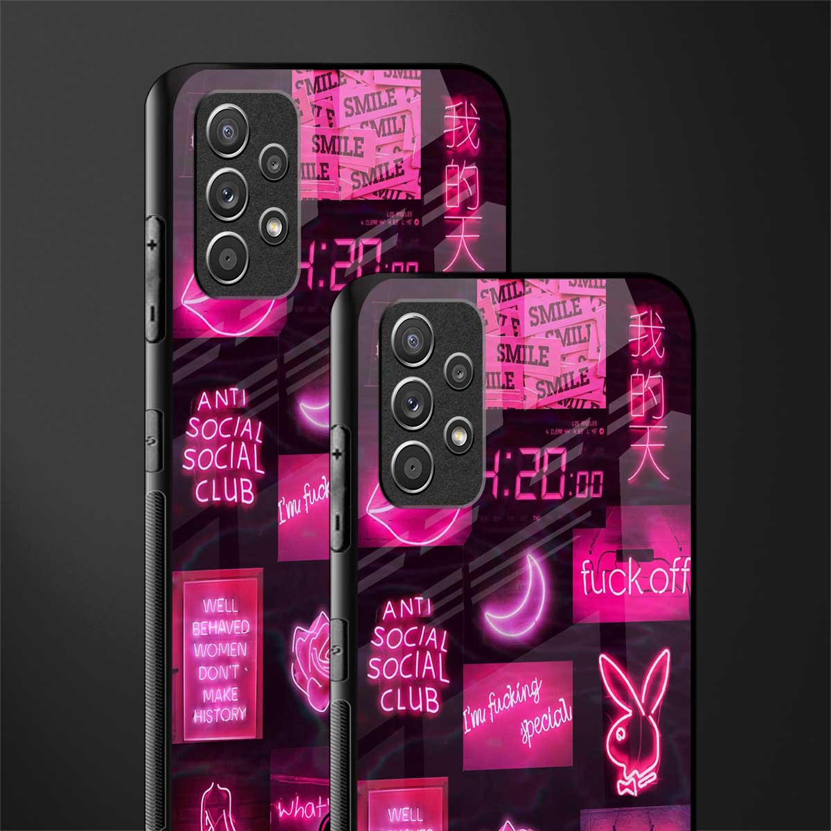 black pink aesthetic collage glass case for samsung galaxy a32 4g image-2