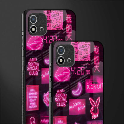 black pink aesthetic collage glass case for realme c20 image-2