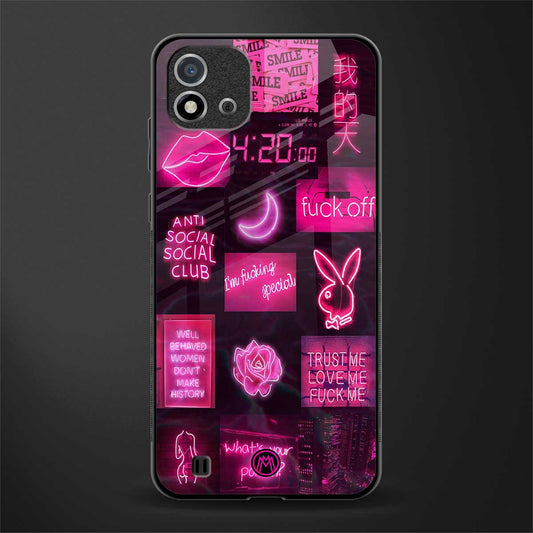 black pink aesthetic collage glass case for realme c20 image