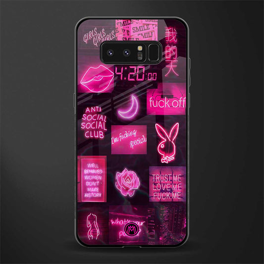 black pink aesthetic collage glass case for samsung galaxy note 8 image