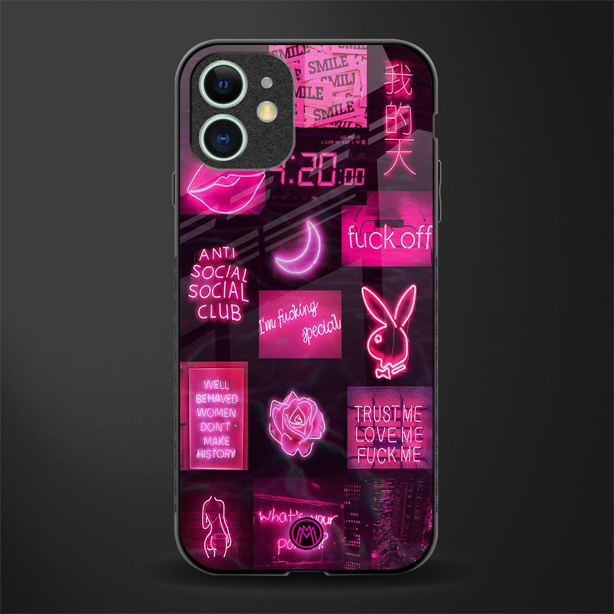 black pink aesthetic collage glass case for iphone 11 image