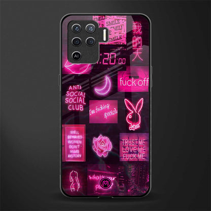 black pink aesthetic collage glass case for oppo f19 pro image