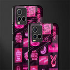 black pink aesthetic collage glass case for vivo y21s image-2