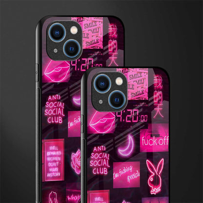 black pink aesthetic collage glass case for iphone 13 image-2