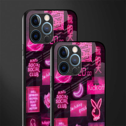 black pink aesthetic collage glass case for iphone 14 pro image-2