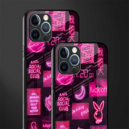 black pink aesthetic collage glass case for iphone 12 pro max image-2