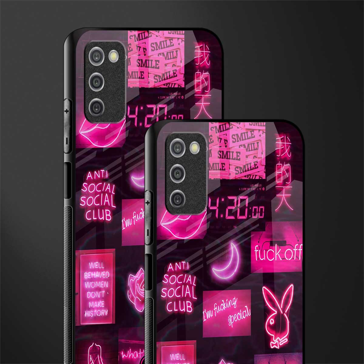 black pink aesthetic collage glass case for samsung galaxy a03s image-2