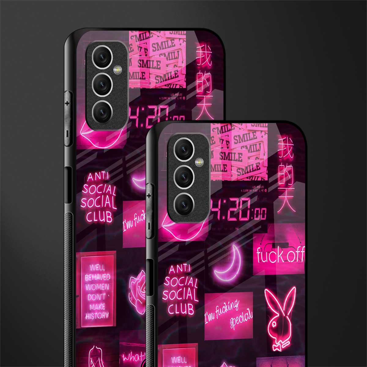 black pink aesthetic collage glass case for samsung galaxy m52 5g image-2