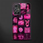black pink aesthetic collage glass case for redmi 10 prime image