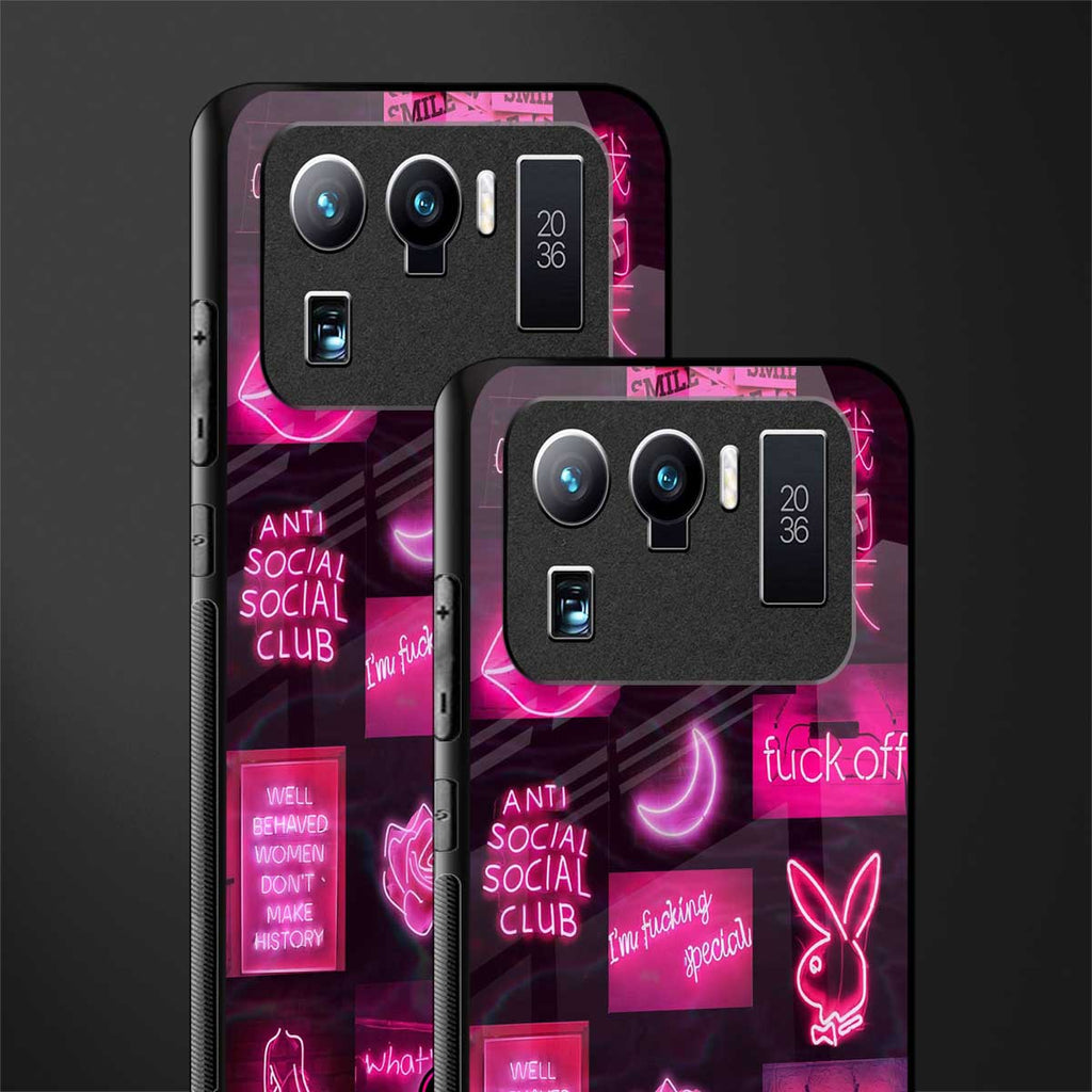 black pink aesthetic collage glass case for mi 11 ultra 5g image-2