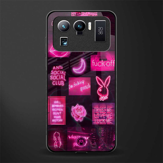black pink aesthetic collage glass case for mi 11 ultra 5g image