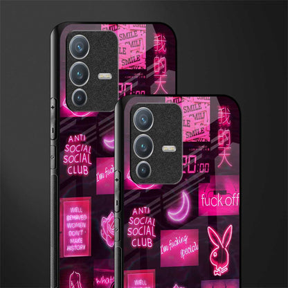 black pink aesthetic collage glass case for vivo v23 pro 5g image-2
