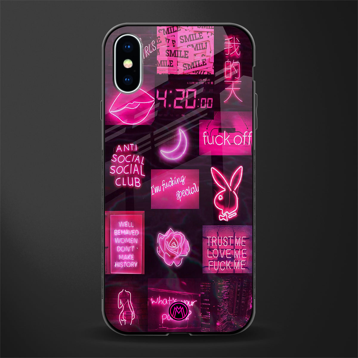 black pink aesthetic collage glass case for iphone xs image