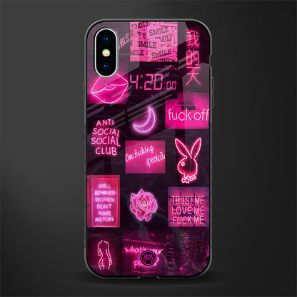 black pink aesthetic collage glass case for iphone xs image