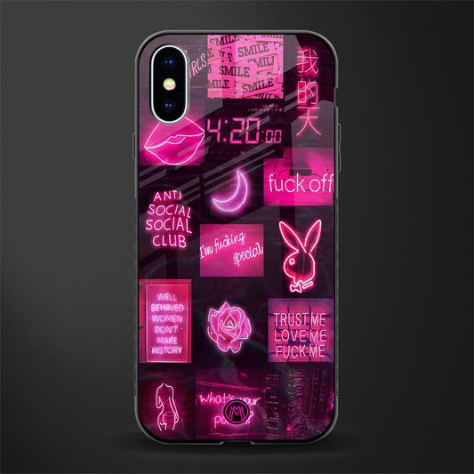 black pink aesthetic collage glass case for iphone xs image