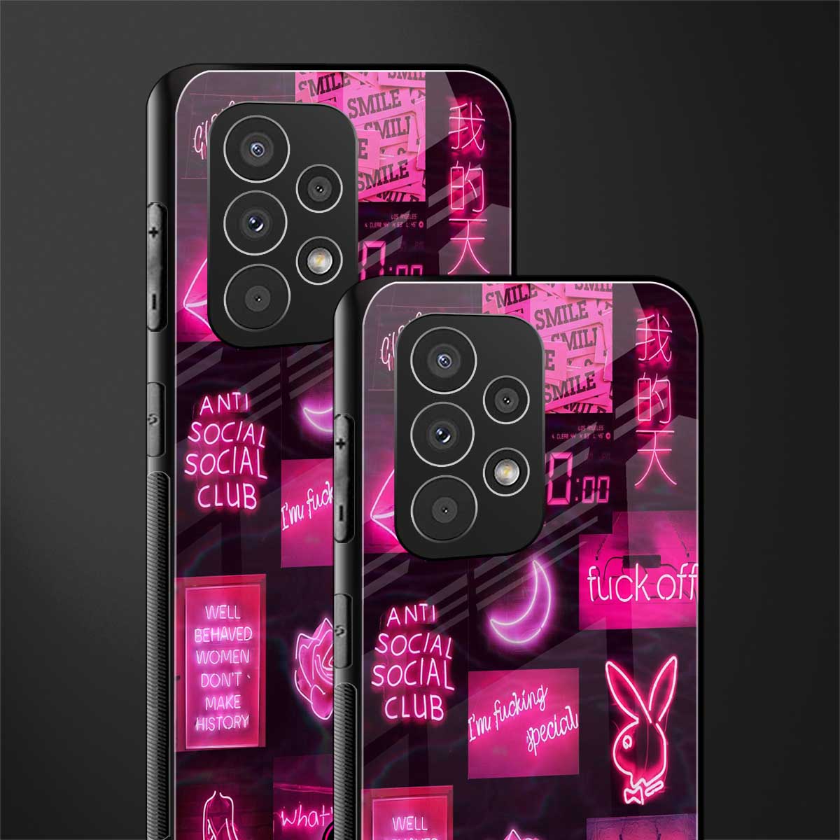 black pink aesthetic collage back phone cover | glass case for samsung galaxy a73 5g