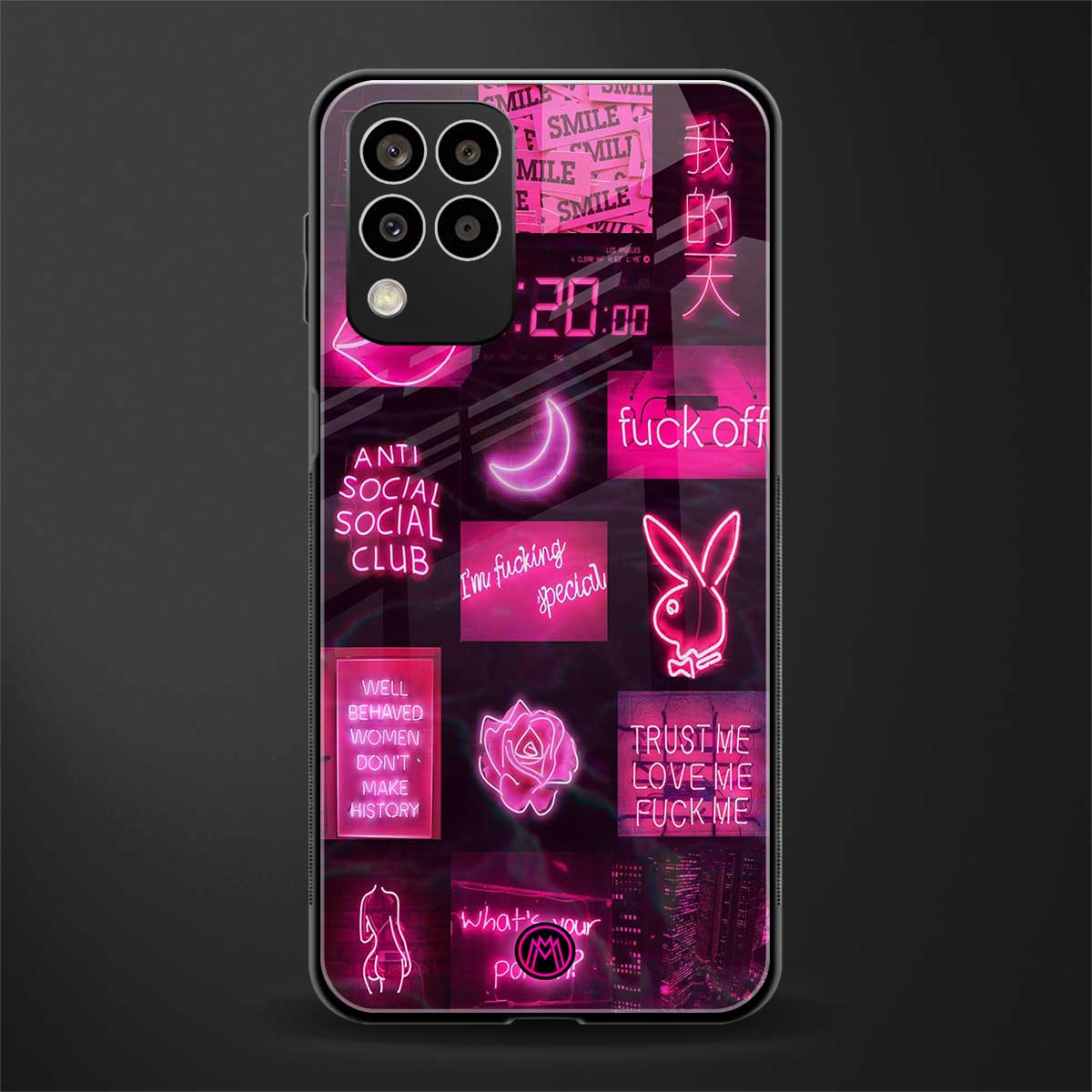 black pink aesthetic collage back phone cover | glass case for samsung galaxy m33 5g