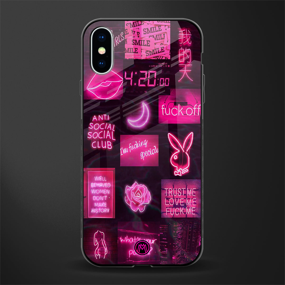 black pink aesthetic collage glass case for iphone x image