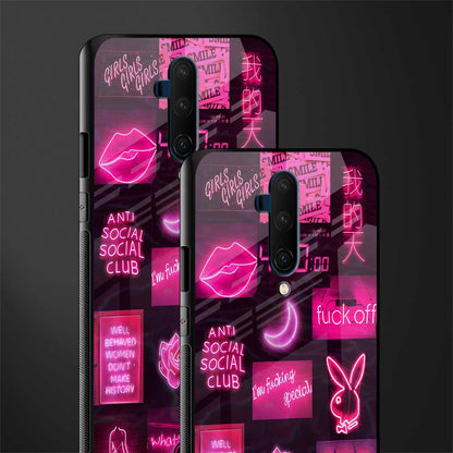 black pink aesthetic collage glass case for oneplus 7t pro image-2