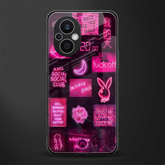 black pink aesthetic collage back phone cover | glass case for oppo f21 pro 5g