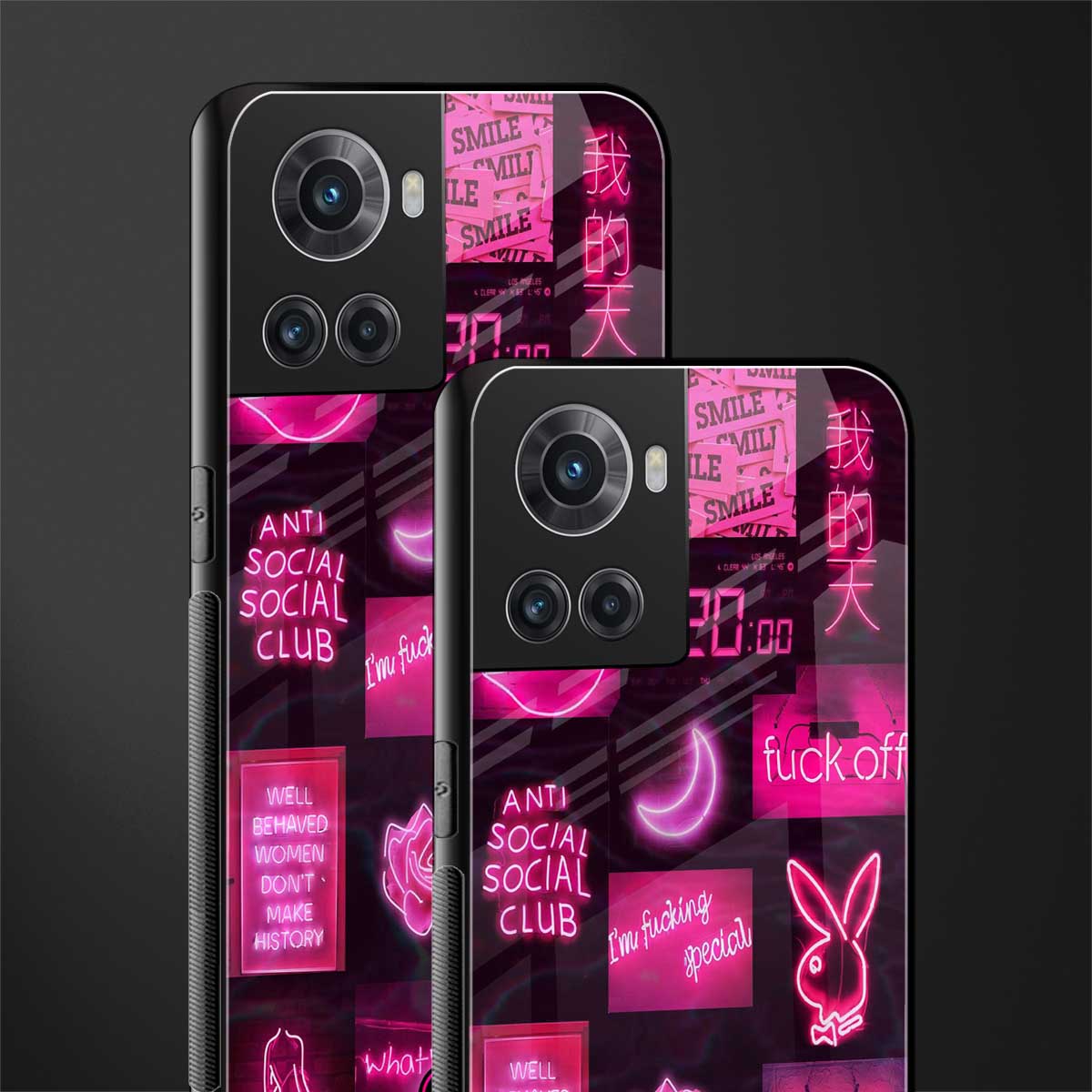 black pink aesthetic collage back phone cover | glass case for oneplus 10r 5g