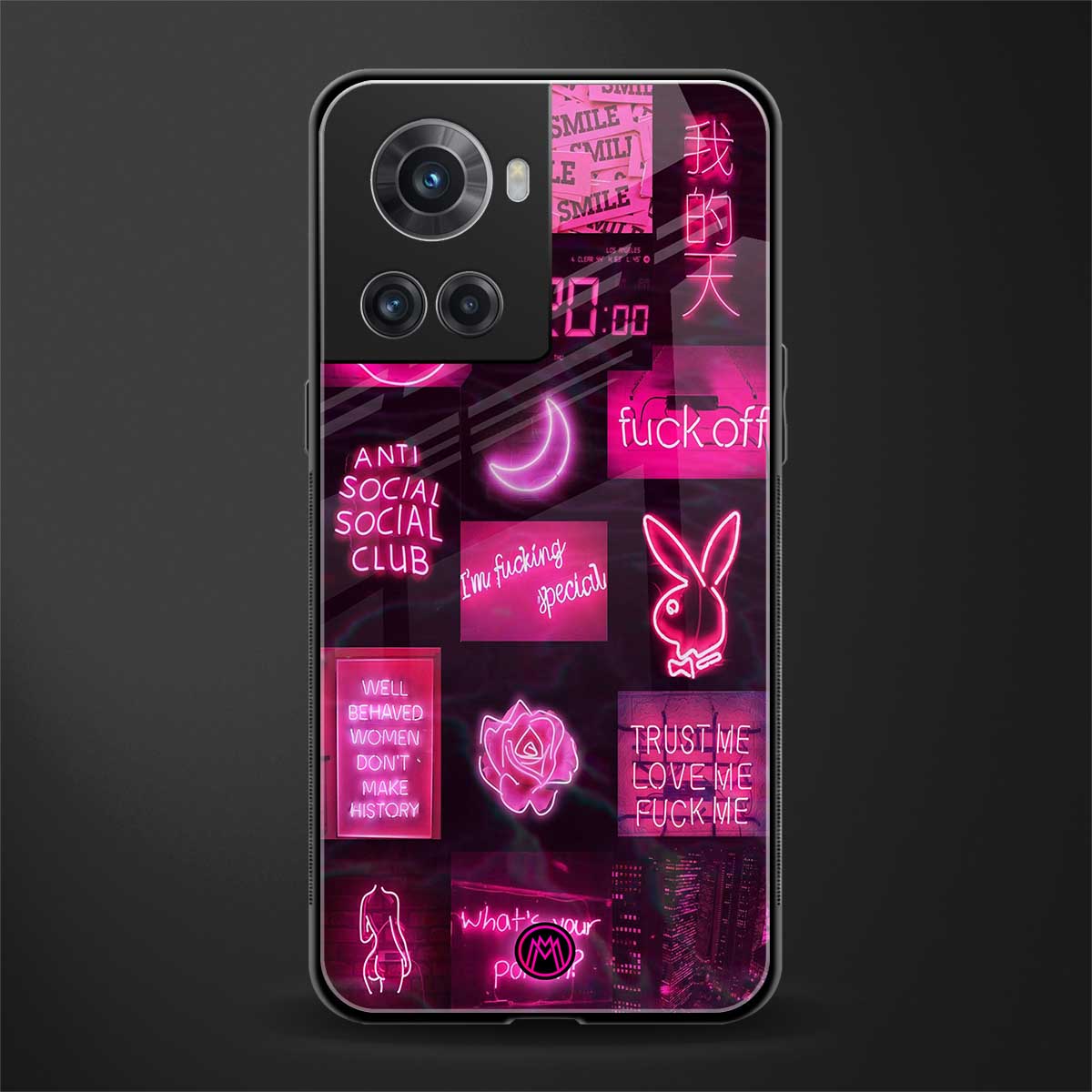 black pink aesthetic collage back phone cover | glass case for oneplus 10r 5g