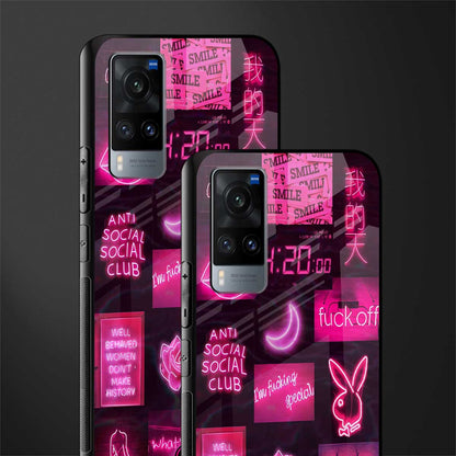 black pink aesthetic collage glass case for vivo x60 image-2