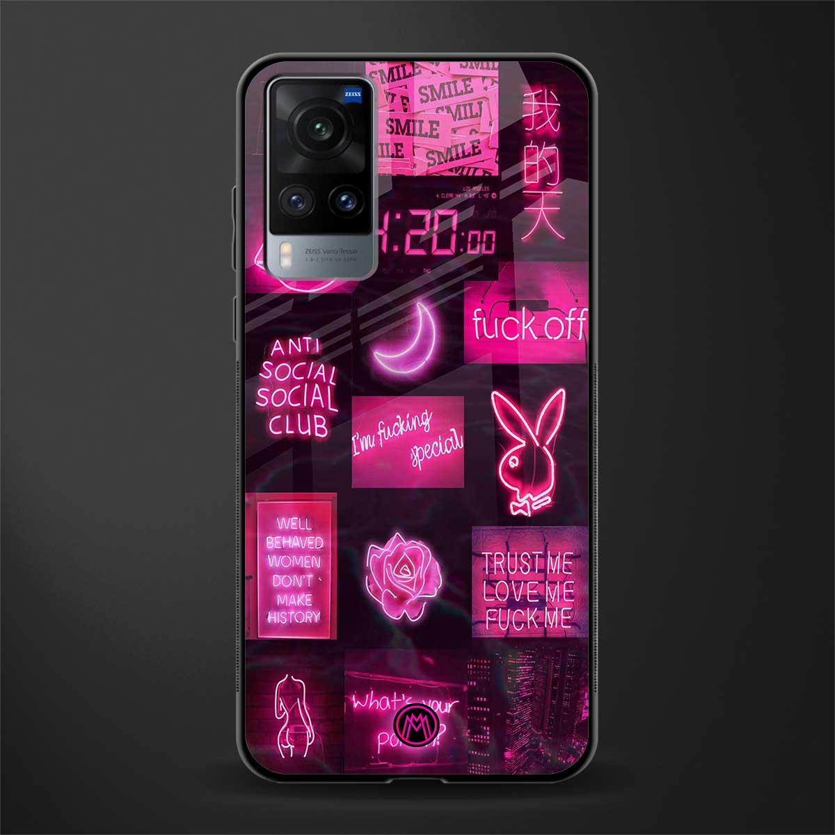 black pink aesthetic collage glass case for vivo x60 image