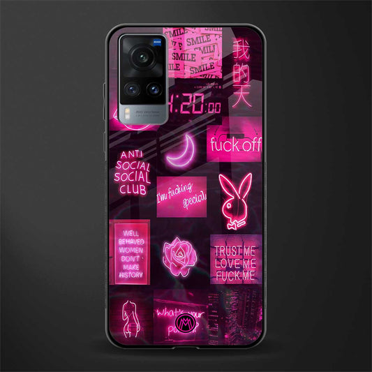black pink aesthetic collage glass case for vivo x60 image
