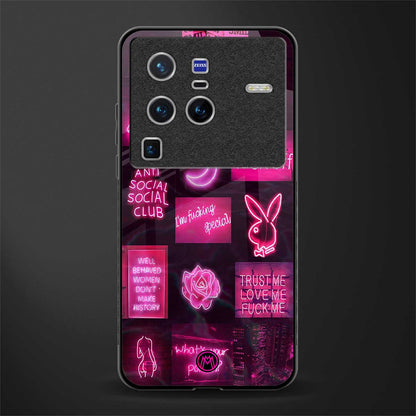 black pink aesthetic collage glass case for vivo x80 pro 5g image