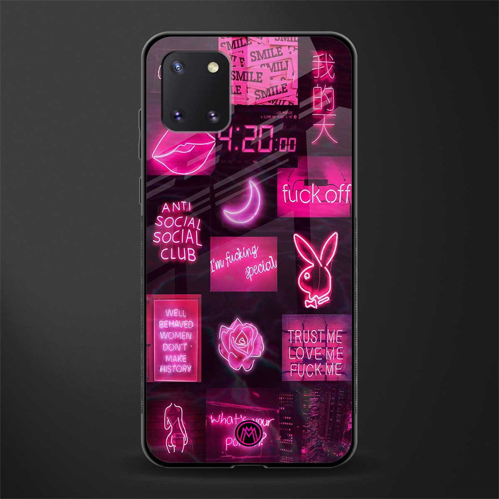 black pink aesthetic collage glass case for samsung galaxy note 10 lite image