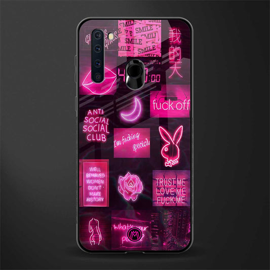 black pink aesthetic collage glass case for samsung a21 image